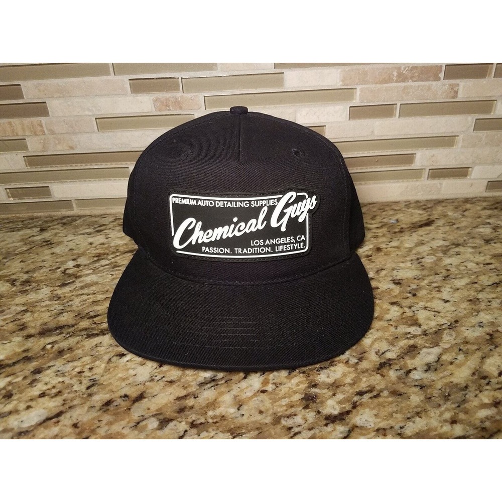 Chemical Guys Hat Auto Detailing Patch Adjustable Snap Back Black Cap